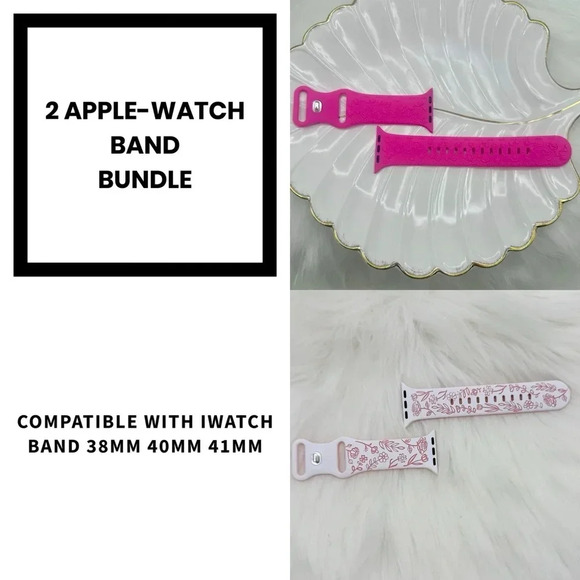 New Floral Design Apple Watch Bands  38mm 40mm 41mm Pink Bundle 1 - Picture 1 of 7